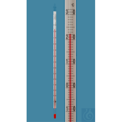 Kälte-Laborthermometer, ähnlich DIN, Einschlussform, -50+50:0,5°C, Kapillare...